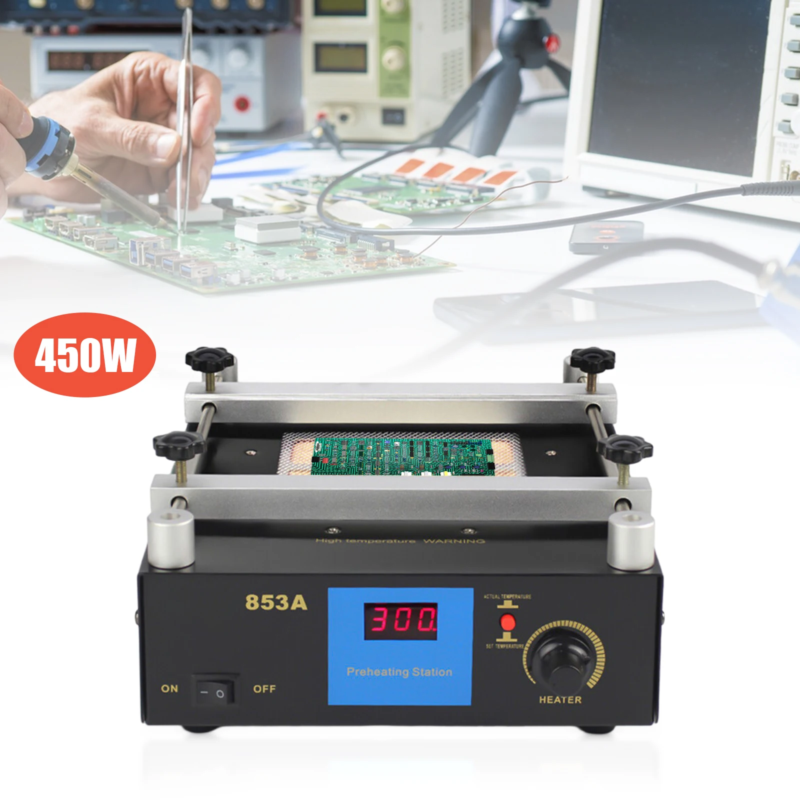 853A BGA IR Infrared Preheater Electronic Hot Plate Preheating Rework Station 110/220V 450W