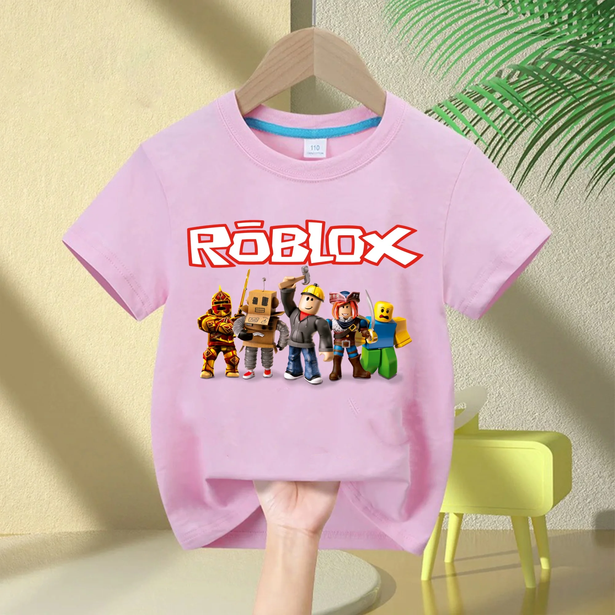 Roblox 2026 Kinder-Baumwoll-T-Shirt, Kurzarm-T-Shirt mit Rundhalsausschnitt und Cartoon-Print für Jungen, Mädchen und Frauen, Lässiges und Bequemes Oberteil – Detail 13