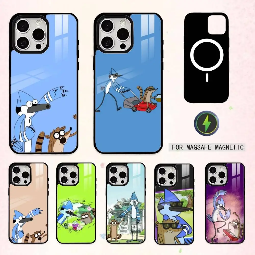 

Lazy Mates M-Mordecai and R-Rigby Phone Case For iPhone17,16,15,14,13,12,11 Plus,Pro Max Magnetic For Magsafe Wireless Charging