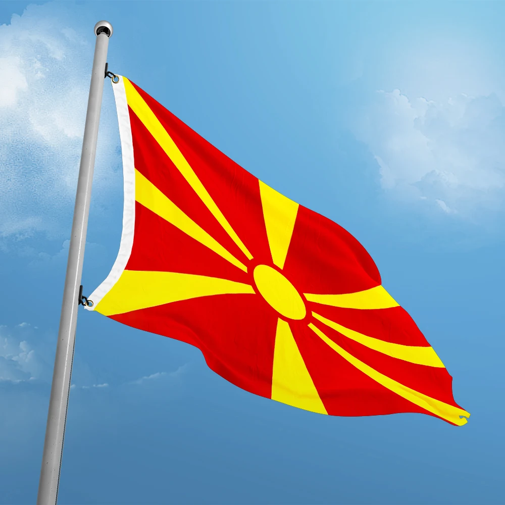 Macedonia Flag Nation 3ft x 5ft Polyester Banner Flying150* 90cm Custom All Over The World Worldwide Outdoor Double Penetration