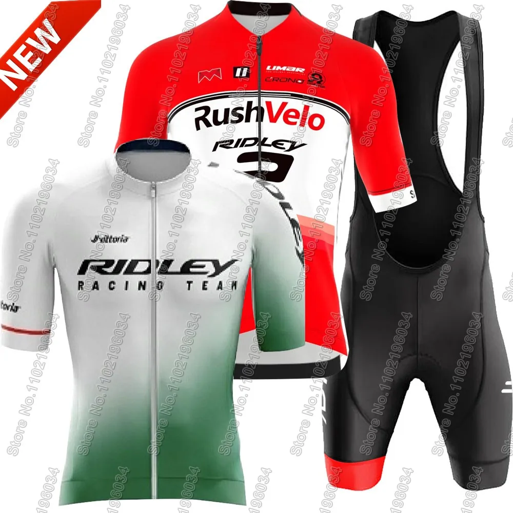 Retro team 2024 Ridley Cycling Jersey Set Summer Bicycle Men New Zealand Clothing Road Bike Shirts Suit Bicycle Bib Shorts MTB