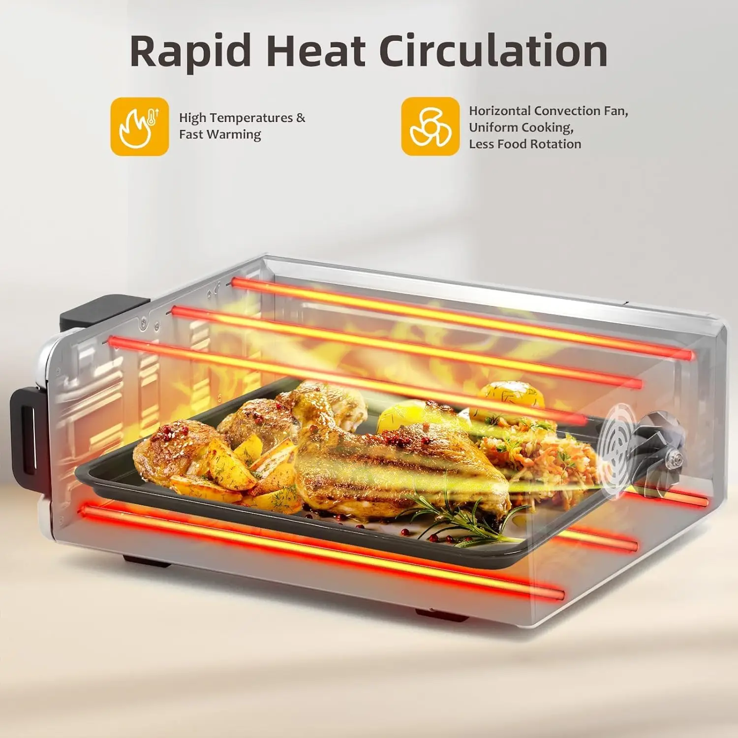 Freidora de aire 10 en 1 + horno tostador de convección + sartén, combinación de horno de pizza con freidora de aire digital, abatible hacia arriba, ahorra espacio del 50%, doble Ind