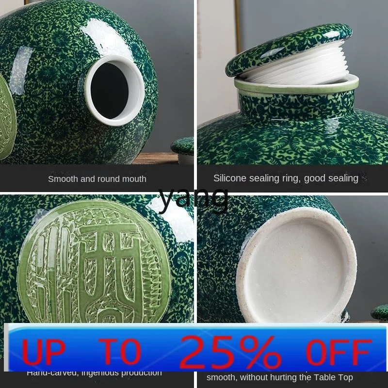 

LMM Jingdezhen Sparkling Wine Ceramic Old-Fashioned Storage Wine Jar Earthenware Cans and Bottles Household Sealed