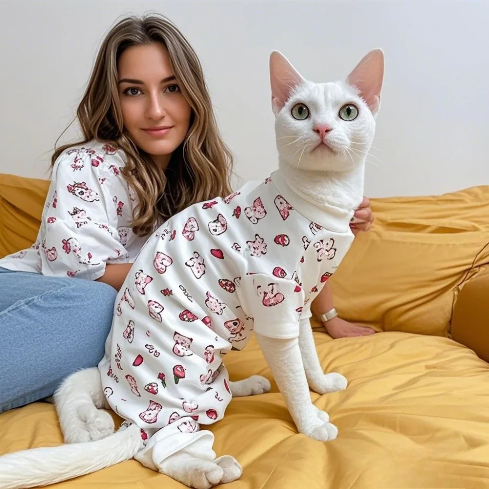 

Цельный костюм безволосый кот Devon Rex Ragdoll, стильная одежда для домашних животных, предотвращает выпадение волос, защита от тепла, аксессуары для одежды для кошек