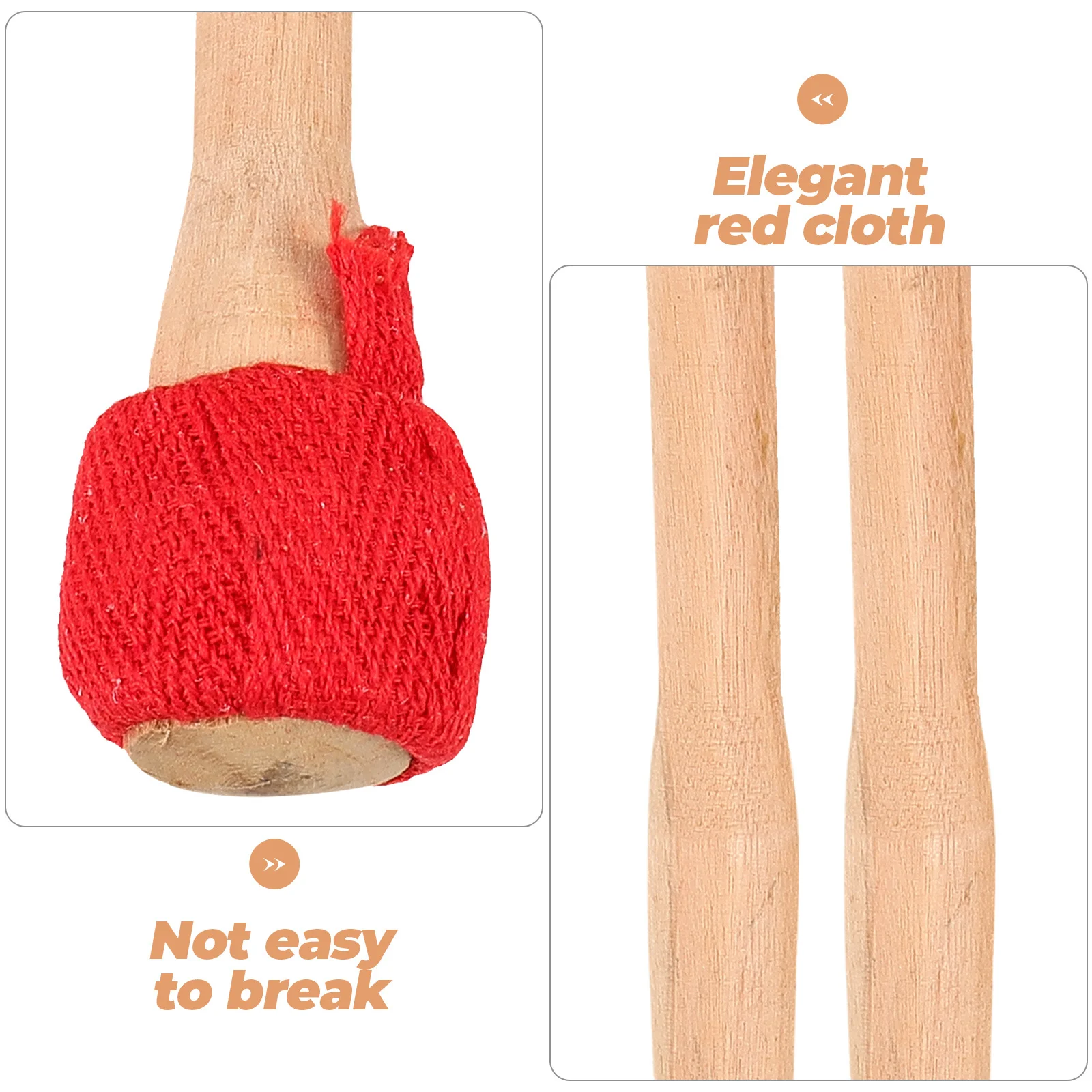 

2Pcs Small Wood Handle Mallet Red Cloth Wrap Percussion Drumsticks for Gong Drum Practice Beginner Adult Percussionist