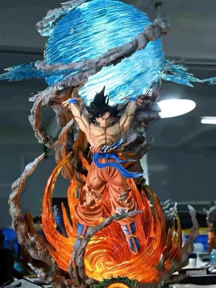 25cm Dragon Ball Anime Spirit Bomb Sou Goku Action Figure Super Saiya Statue Collectible Model Desktop Decor Doll Toy Xams Gift