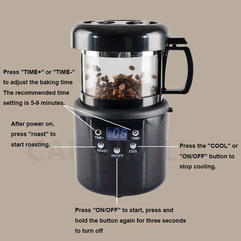 1400W Baked Coffee Beans Machine Coffee Roaster Electric Mini No Smoke Coffee Beans Baking Roasting Machine