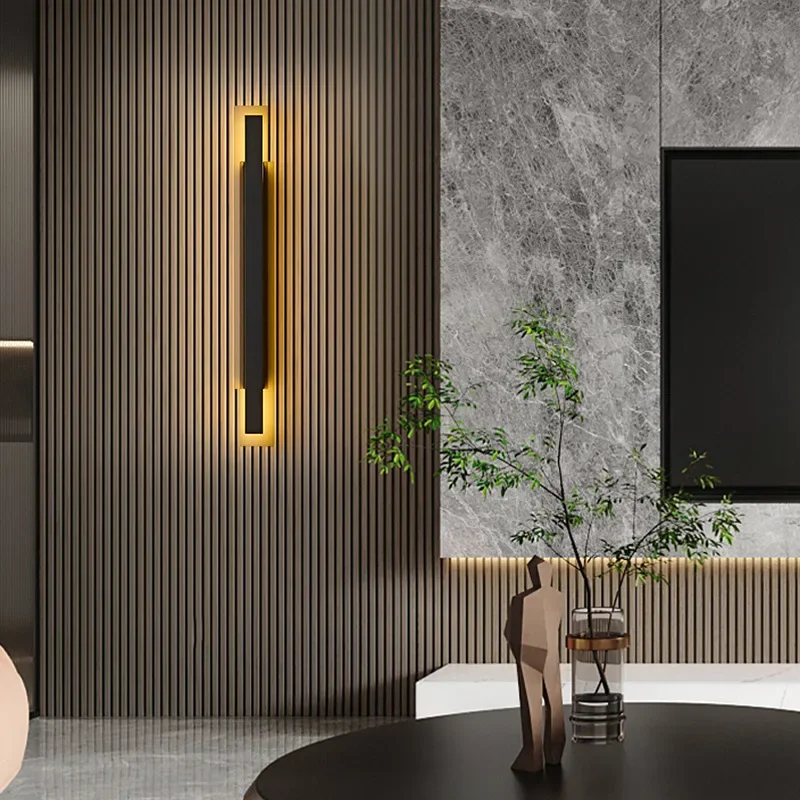 TechHPSANDYHA Modern Simple Wall Light Long Strip TV Background Light LED Lighting Fixture For Bedroom Living Room Grille Home D
