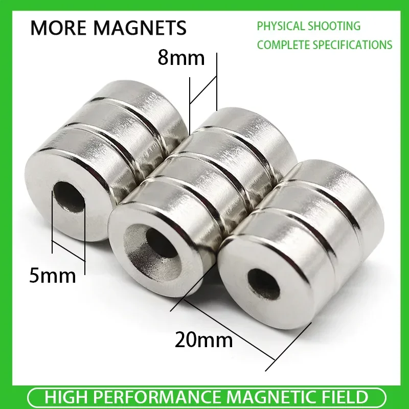 

2~30PCS Neodymium Magnets 20x8-5mm NdFeB N35 Round Super Powerful Strong Permanent Magnet 20mm x 8mm Hole 5mm