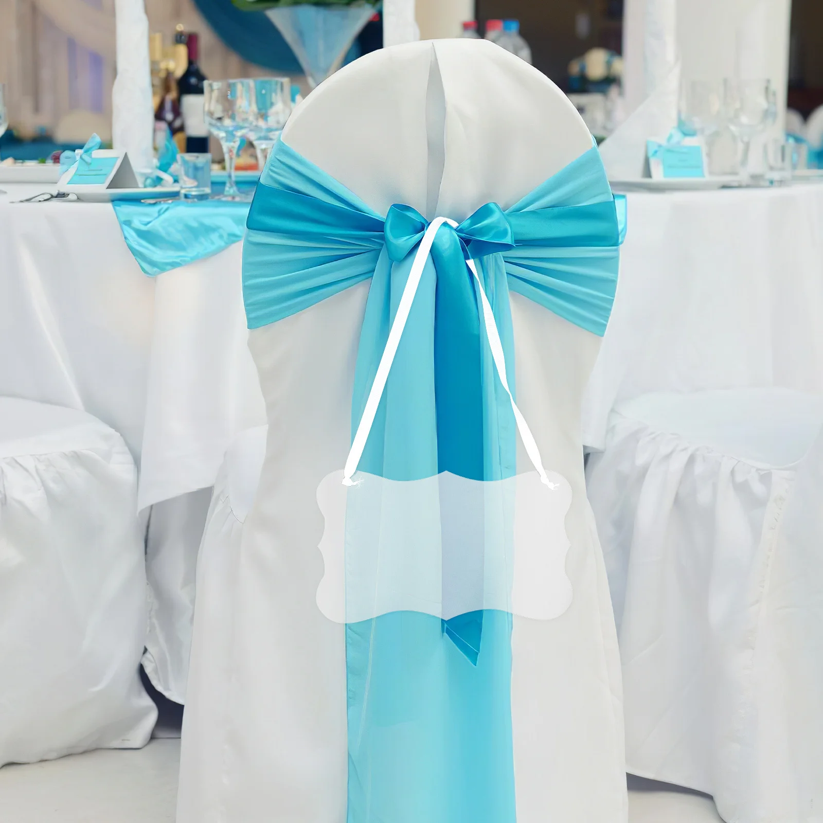 

4Pcs Acrylic Reserved Chair Signs Clear Blank Hanging Ribbon Wedding Banquet Seat Reserved Party Decoration Event Signs