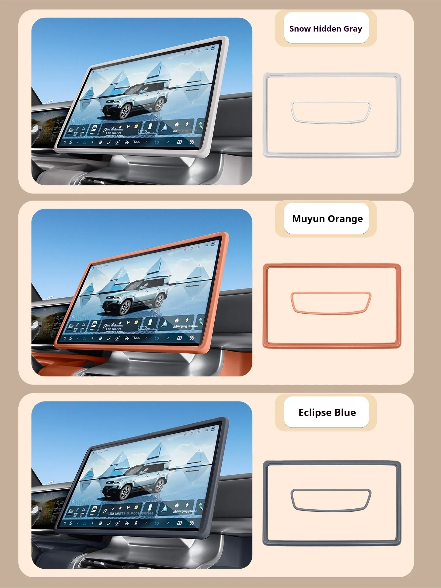 Silikon-Bildschirmabdeckung Bildschirmrahmen-Zierleiste Rückspiegel-Schutzabdeckung Auto-Innenausstattung für BYD Ti7 Equation Leopard Titanium 7 – Detail 5