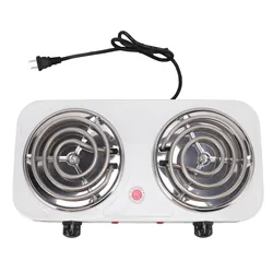 Electric Countertop Stove 2000W 2 Burner Overheat Protection Portable Cooking Stove Hot Plate US Plug 110V for Home RV