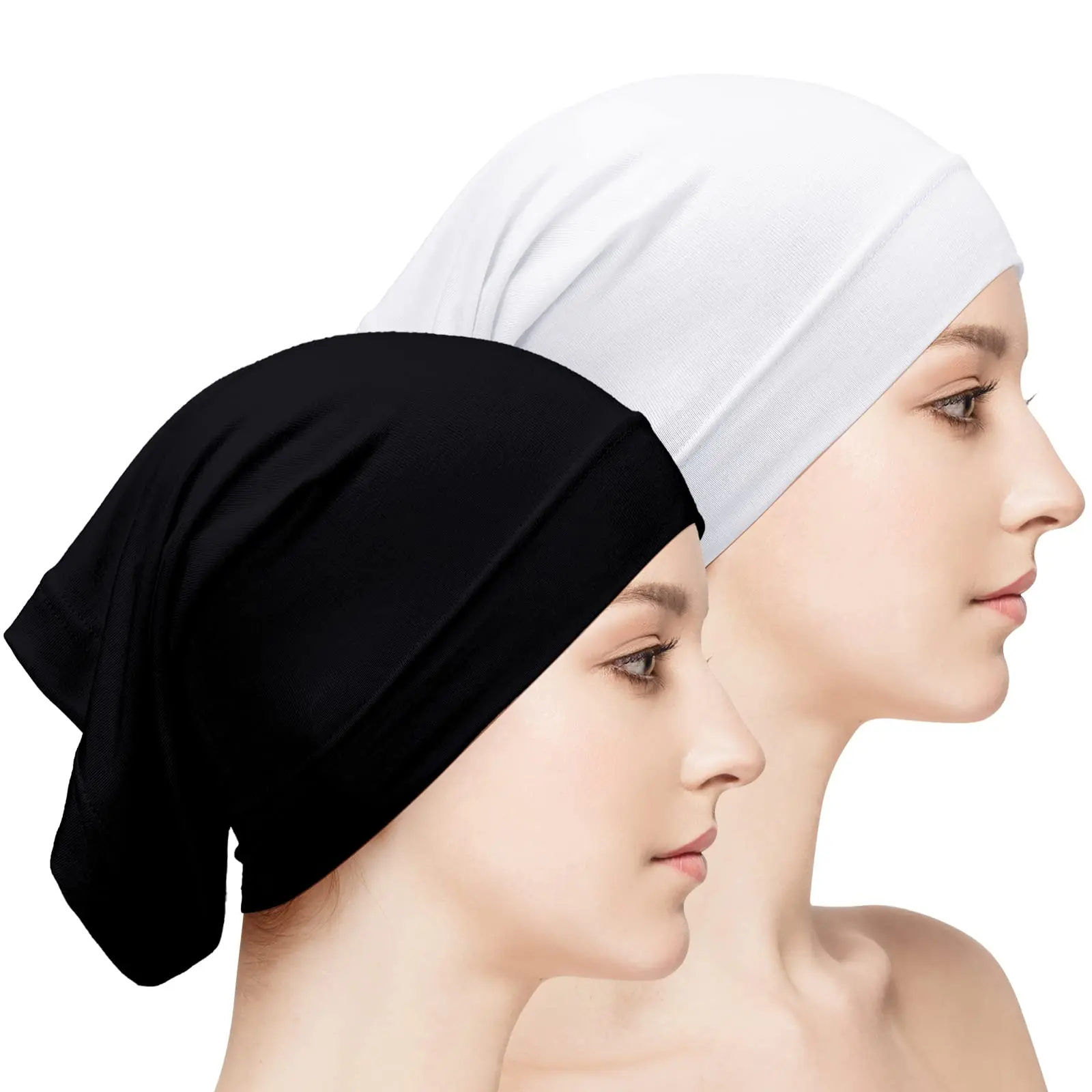 Soft Cotton Modal Bonnet Hijab Undercap For Muslim Woman Solid Color Inner Hijab Islamic Casual Elastic Caps 22*31cm