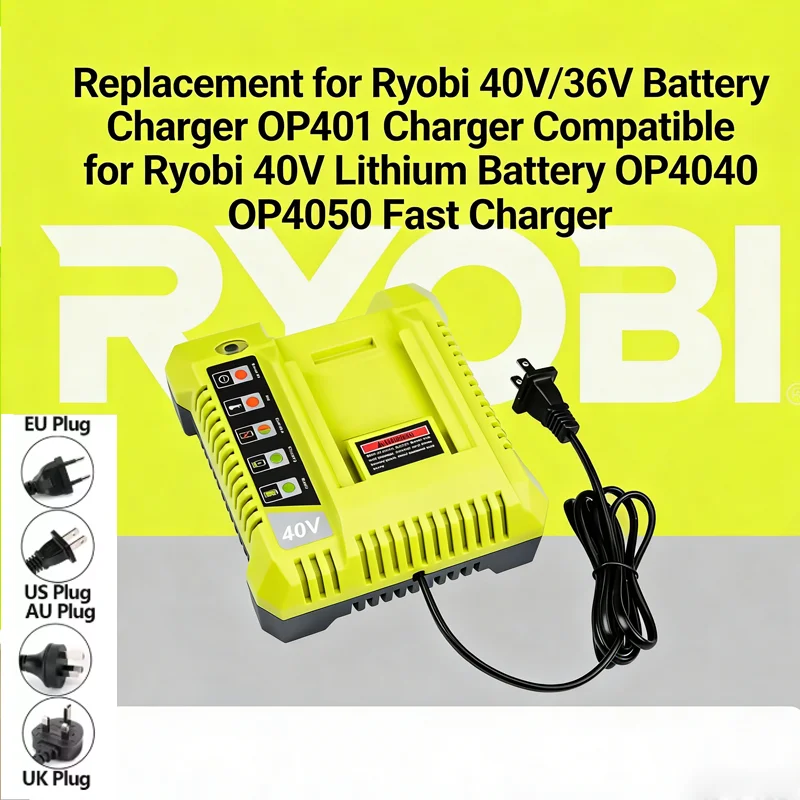 

Ryobi 36V 40V Lithium Battery Dual Charger OP401 OP403 Replacement OP4015 OP4026 OP4026A OP4030 OP4050A OP4040 Fast Delivery