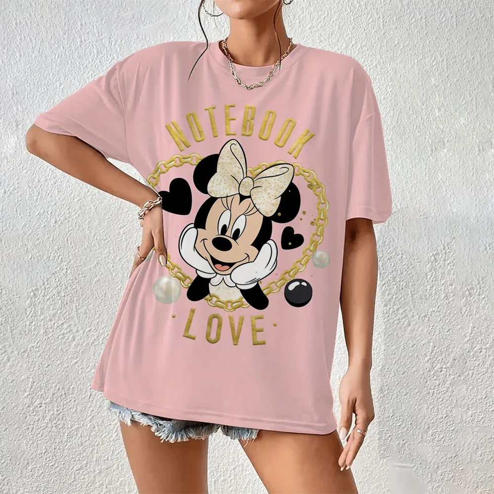 عطلة الأسرة تي شيرت Kawaii ميكي ميني دونالد داك طباعة موضة الملابس عادية المرأة تي شيرت Camiseta Mujer