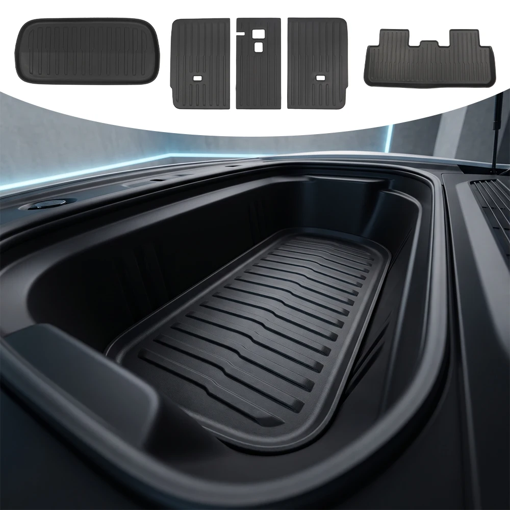 ﻿﻿﻿﻿For Tesla Model Y Juniper All-weather Trunk Mat Front Trunk Rear Seats Rear Dust Protection Mat Floor Mat Easy To Clean﻿﻿﻿﻿