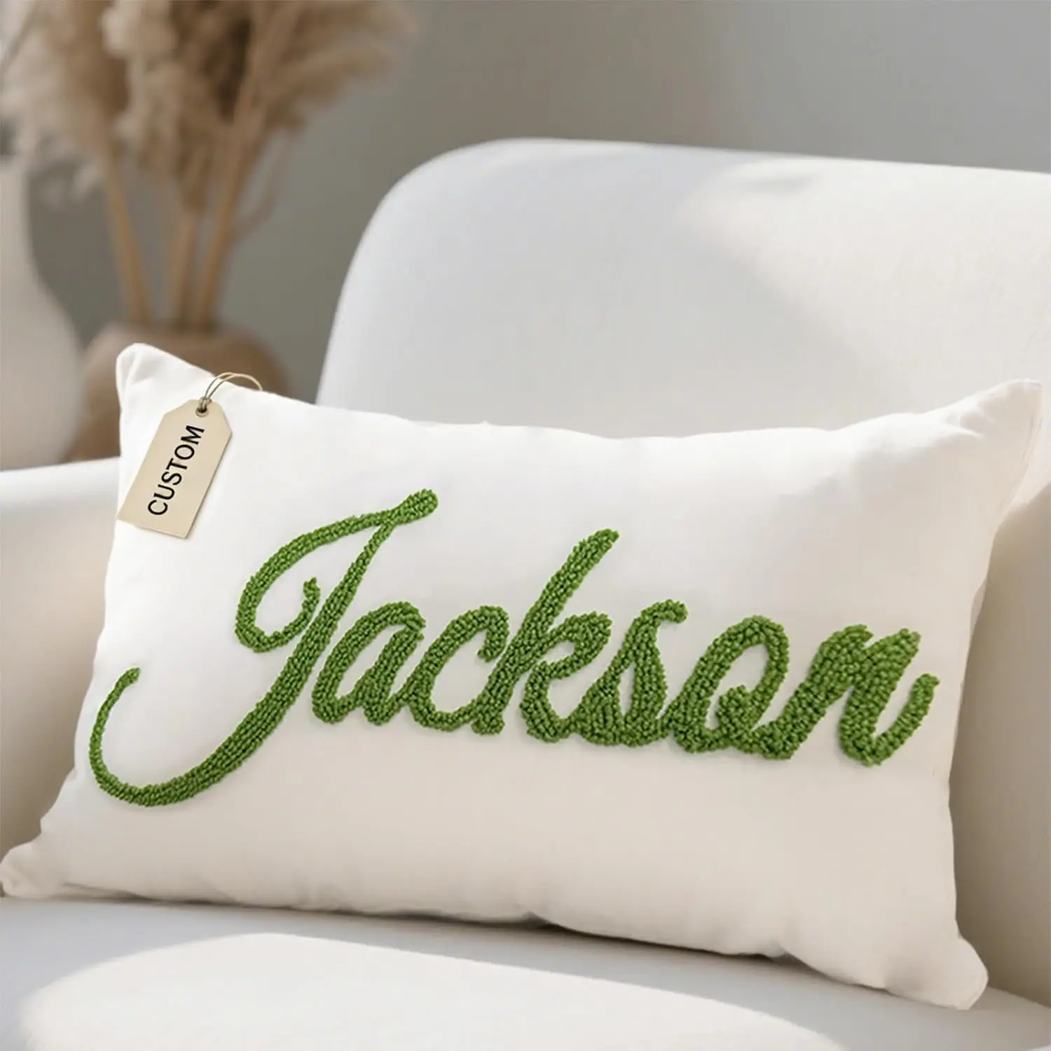 Personalized Embroidered Name Throw Pillow Cover Cushion Accent Decor Polyester Custom Initial Gift for Home Decoration Living R