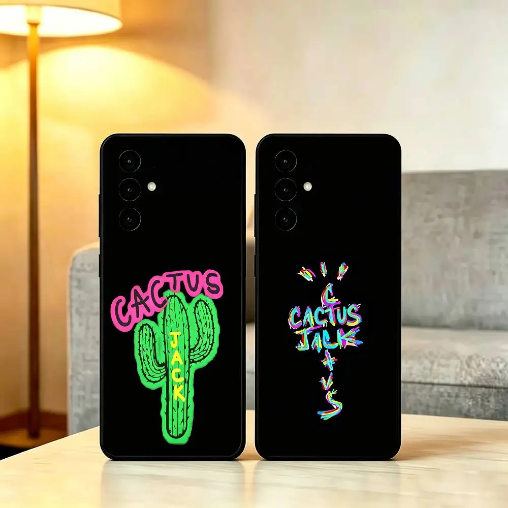 

C-Cactus J-Jack Travis Scott Phone Case For Samsung S25,S24,S21,S22,S23,S30,Ultra,S20,Plus,Fe,Soft Black Cover