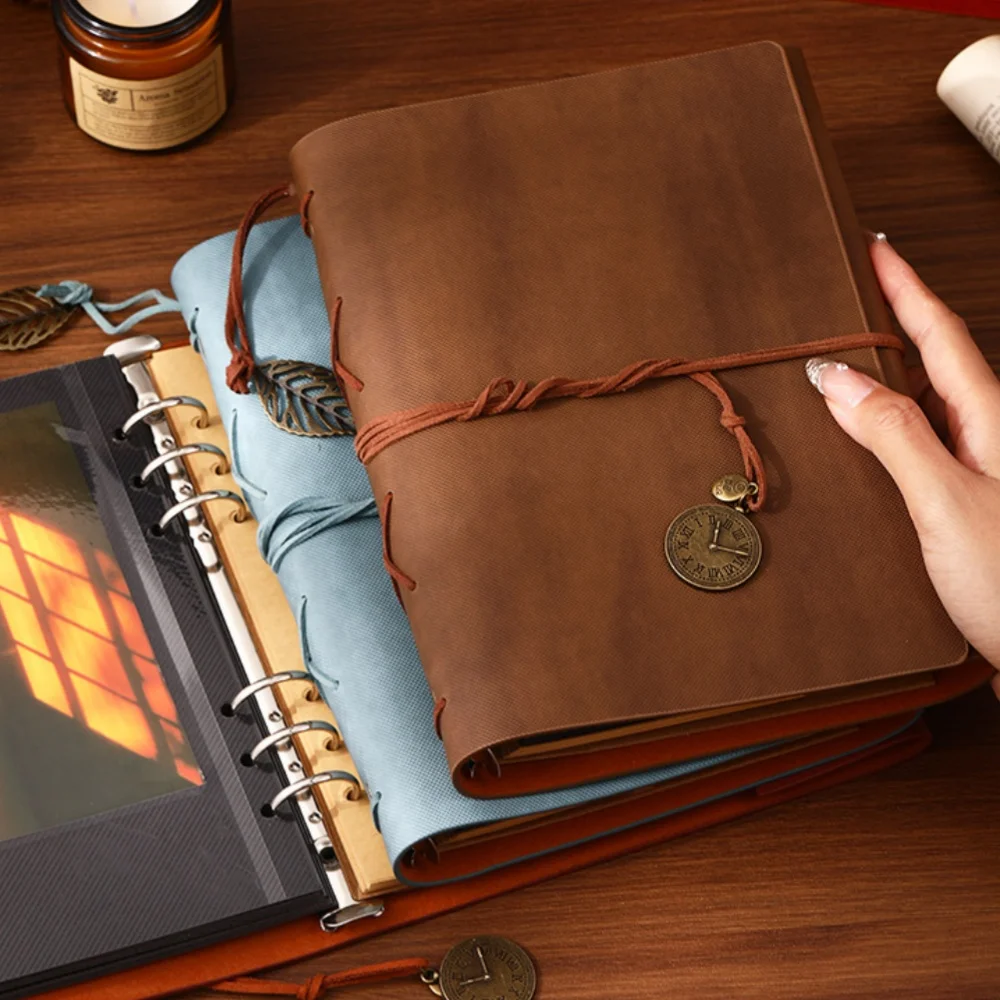 2027 New PU Leather Multi functional Discipline Notebook, Detachable Loose leaf Album,The package details page has a description