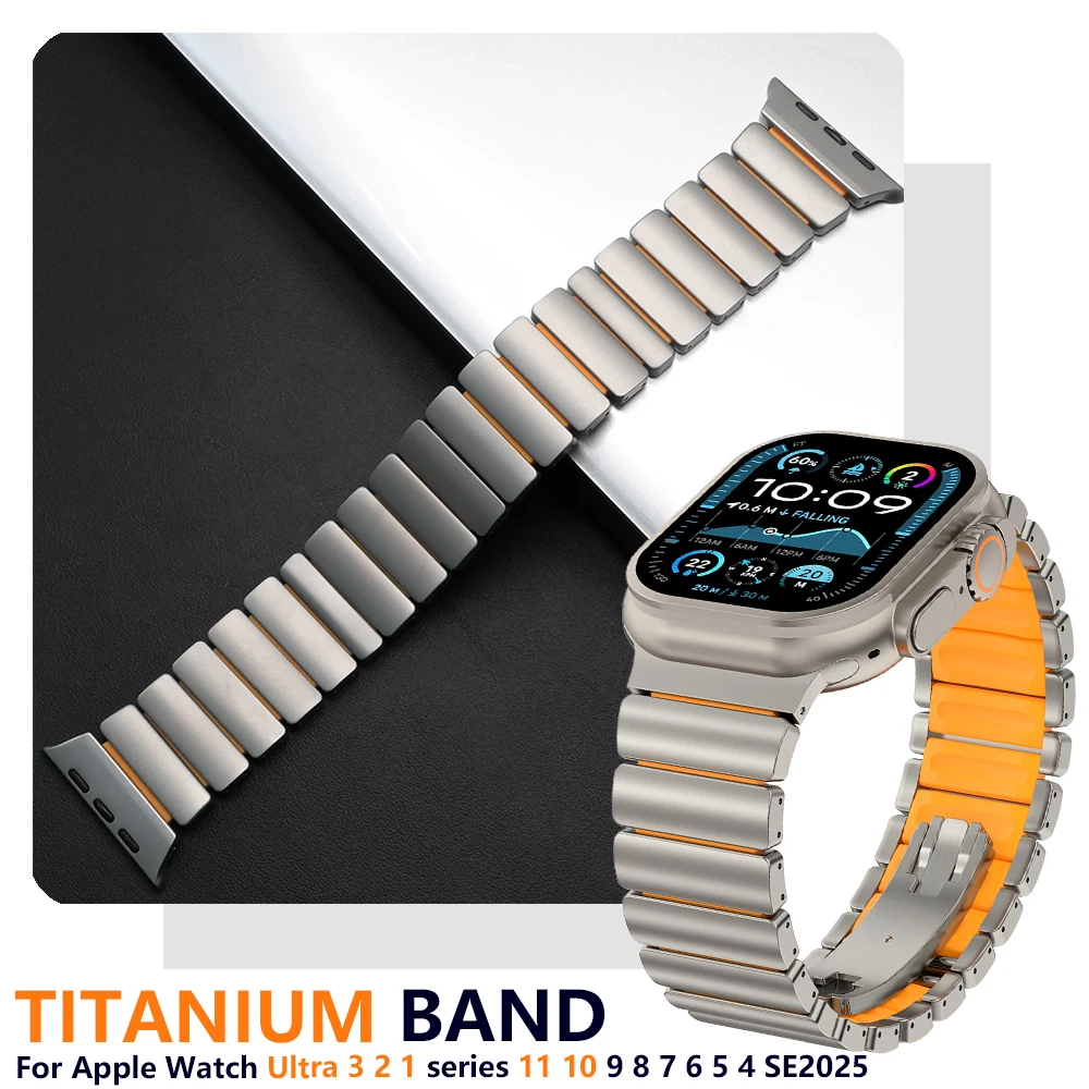 

Titanium Strap for Apple Watch Ultra 3 2 1 49mm 11 10 46mm Butterfly Buckle Band for Iwatch Series 9 8 7 6 5 4 SE2025 44mm 45mm