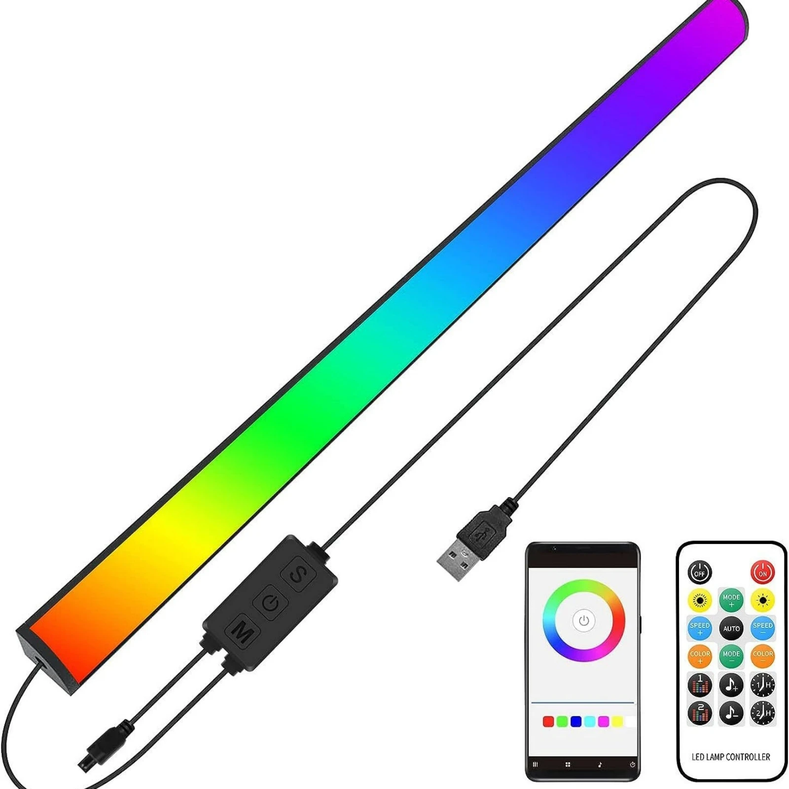 2 In1 Under Monitor Light Bar 30CM RGBIC USB Bluetooth Remote Control Game Atmosphere Music Rhythm Dreamcolor Ambient Desk Lamp