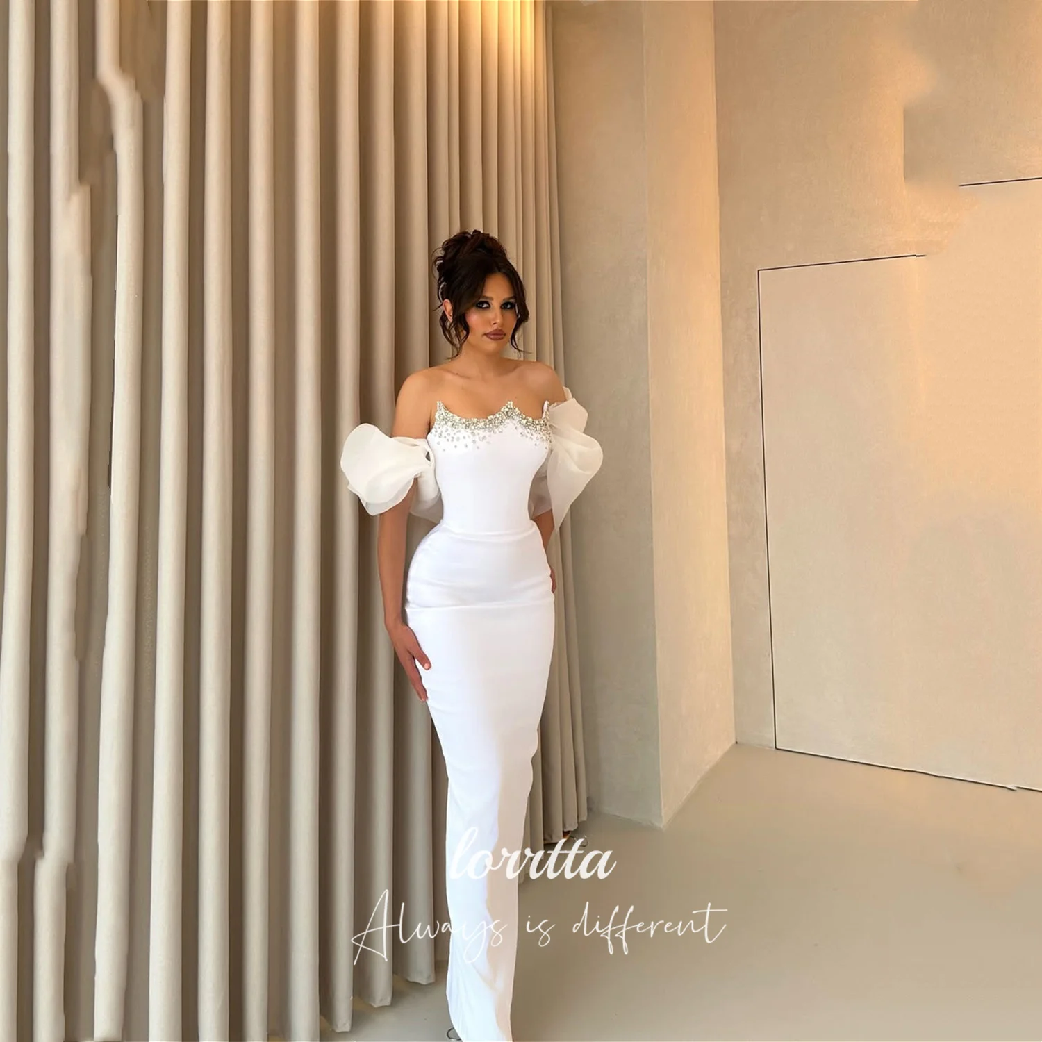 Lorrtta Wedding Dress Evening Dresses for Special Occasions Customized Mermaid Beaded Accessories Off-the-shoulder Elegant Party