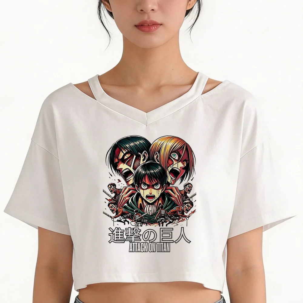 Attack on Titan crop top shoujo funny harajuku alternative  gothic summer shirt cute harajuku scene  party emo