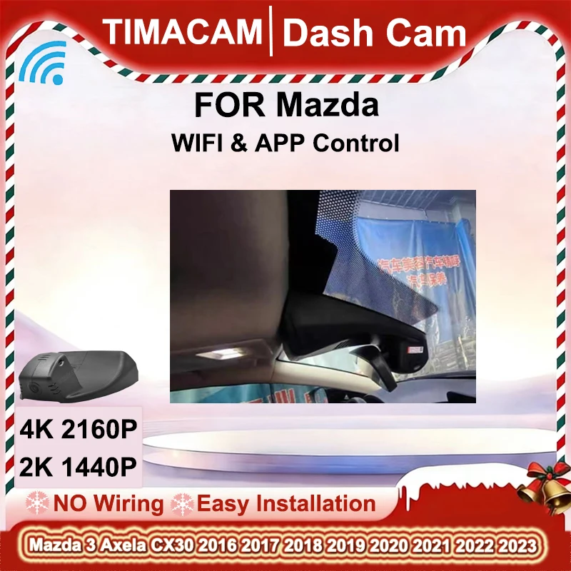 TIMACAM 2K 4K Front Rear Dash Cam Plug and Play Video Recorder for Mazda 3 Axela CX30 2016 2017 2018 2019 2020 2021 2022 2023