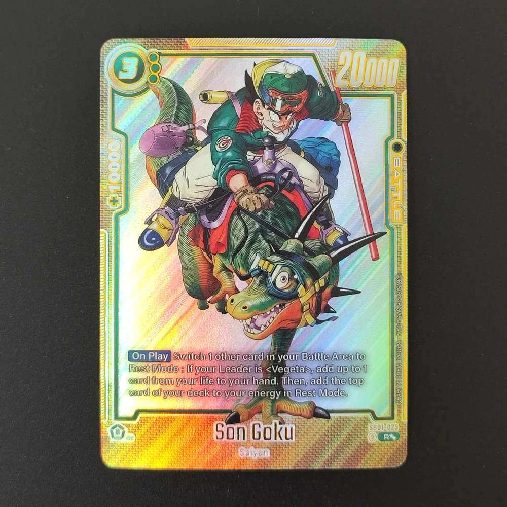 DIY Proxy Dragon Ball Super Fusion World English Son Goku SB01-023 Super Alternate Art Manga Booster 01 Game Collection Card Toy