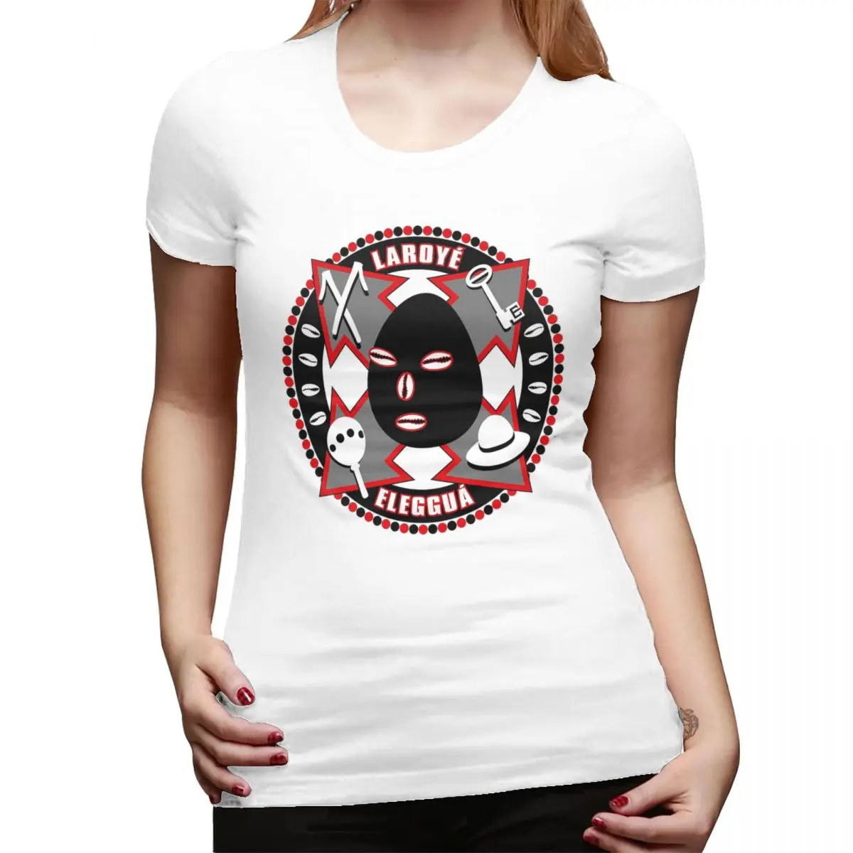 

Eleggua The Guardian T-Shirt for Women Round Neck Streetwear T Shirts Women's Short Sleeve Summer Clothes Tops