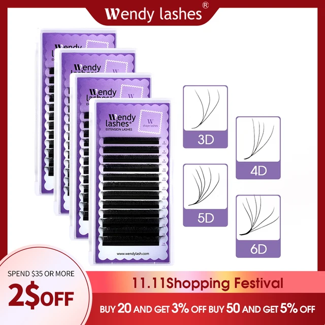 Automatyczne, gotowe wachlarze do rzęs w kształcie litery W 5D/6D/4D/3D, akcesoria do makijażu, przedłużanie rzęs Wendy Lashes