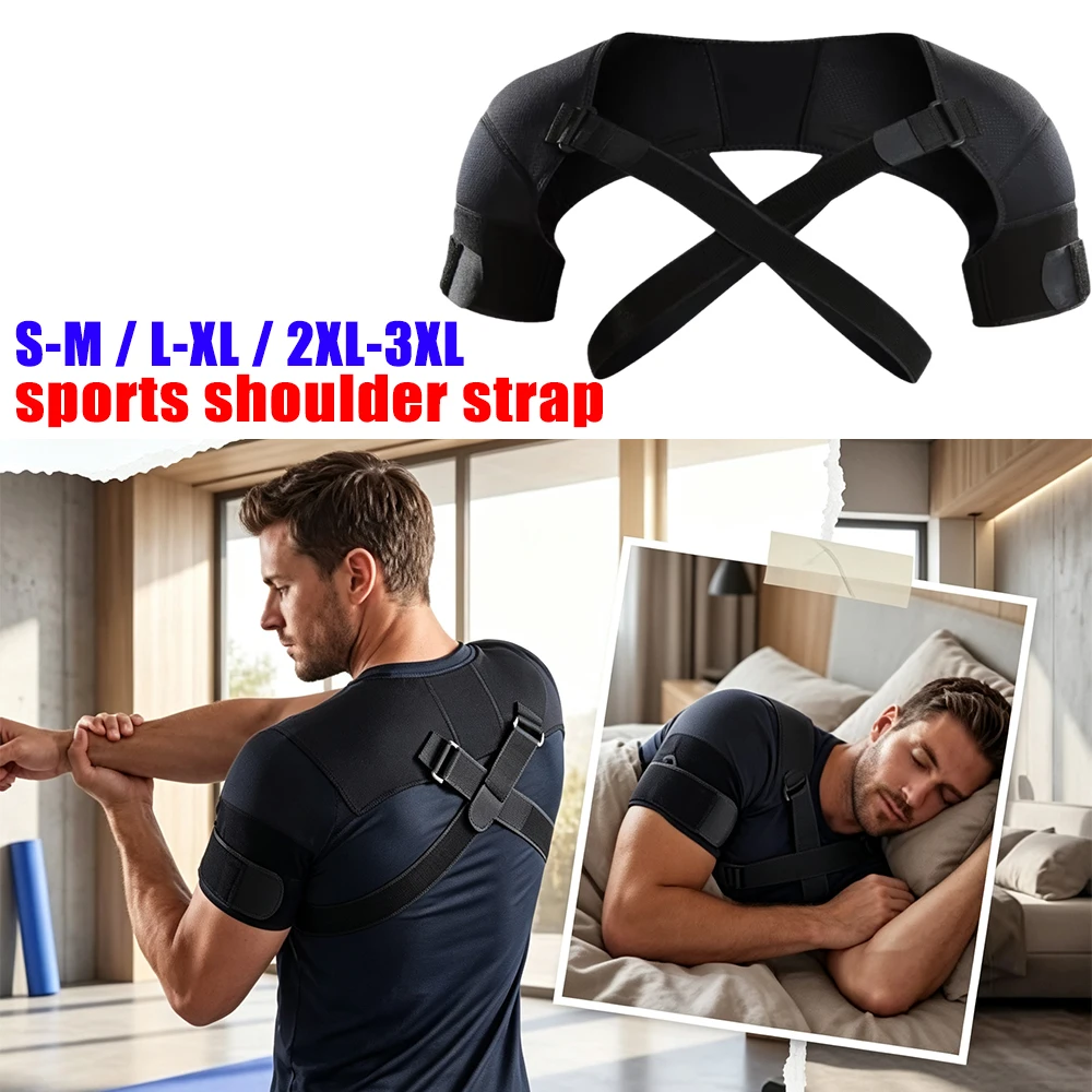 Adjustable Double Shoulder Support Strap Sports Compression Breathable Cross Back Brace Pain Relief Injury Prevention