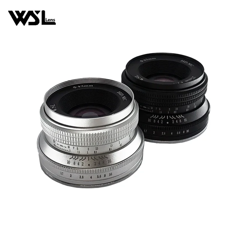 WesleyWSL 25mm F1.7 Lens MF for Sony NEX E-mount  Fuji XF X APS-C Macro 4/3 M4/3 Canon EOS-M EF-M  Mirrorless Camera