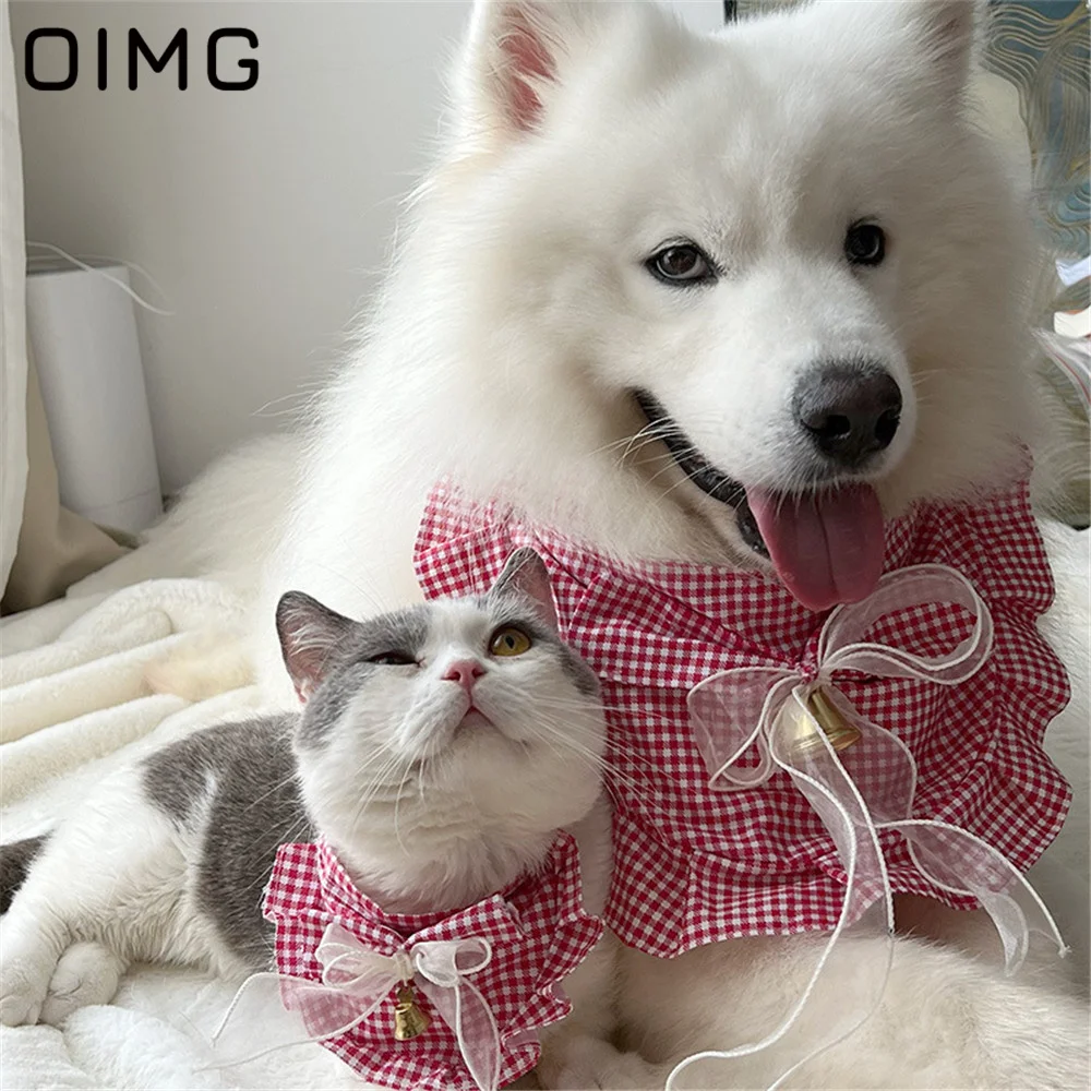 

OIMG Christmas Pet Cats Dogs Spit Scarf Medium Large Dog Bib Alaskan Samoyed Golden Retriever Adjustable Cute Neck Scarf