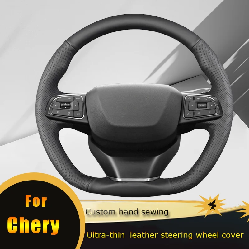 

DIY Car Steering Wheel Cover Non Slip Genuine Leather For Chery Tiggo 2 3 7 8 5X IQ QQ Hand sewing Car Accessories