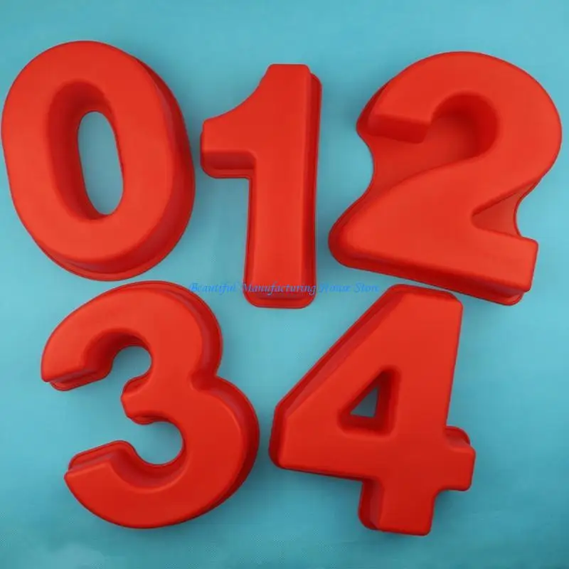 E56A 10 Pcs/Set 0-9 Large Digital Numbers Epoxy Resin Mold Cake Baking Decorating Silicone Mould DIY Crafts Jewelry Ornaments