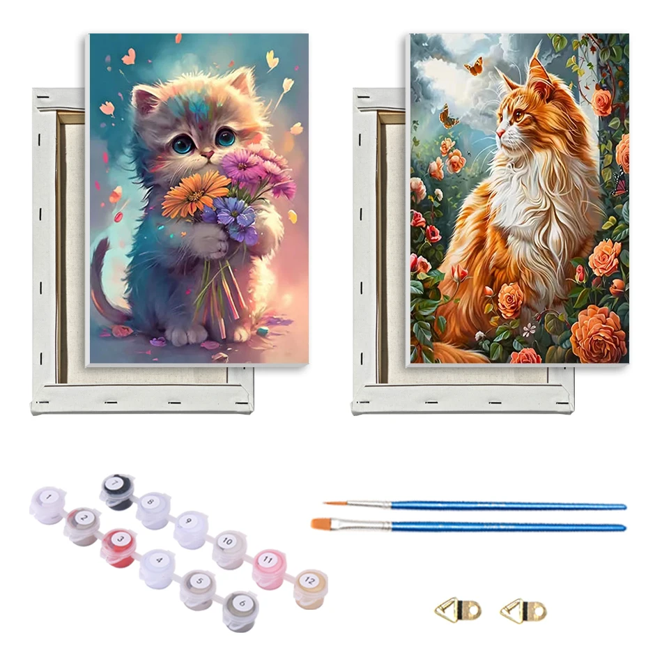 

SDOYUNO Painting Paints By Numbers Easy Draw For Beginner cat Animals Arts Crafts 20x30cm With Frame Paint Kit Drawing Handmade