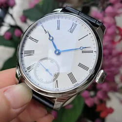 No logo 44mm Hand mechanical watch matte creamy white Dial Roman number blue hand AR sapphire crystal ST3621 movement