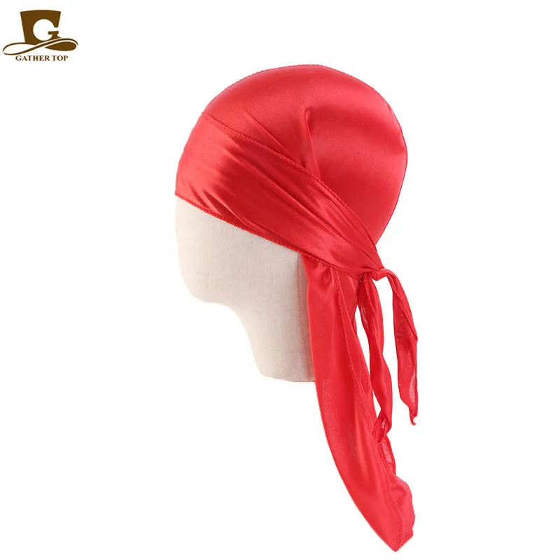 Kids Silky Durag Boy\'s Long-tailed Pirate Cap Hip-Hop Cap Bandana Turban Headwear Children Hair Accessories New Fashion