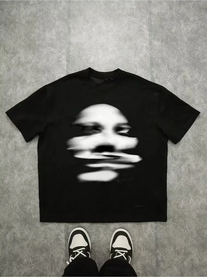 Harajuku Face Graphic T Shirts Y2k Tops Men Women High Street Oversized T Shirt Pro Choice Streetwear Vintage Tee Clothing