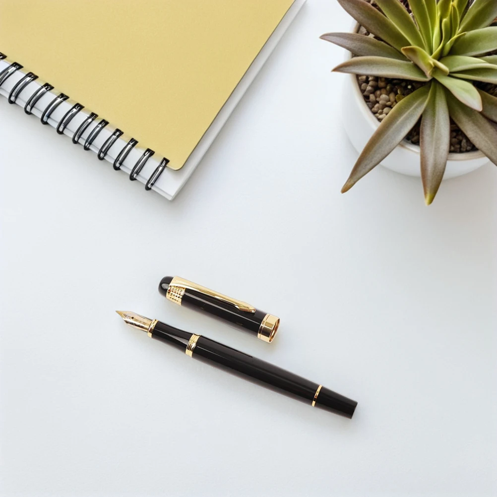 Fountain Pen Metal Smooth Writing Black Calligraphy Pens Refillable Converter Business Study School Office Left Handed