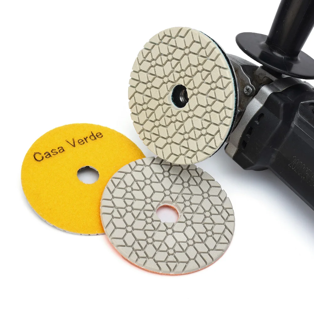 Casaverde 3 Step Wet Polishing Pads 100mm Diamond Polishing Pads For Granite Quartz Marble Concrete Terrazzo Engineered Stone