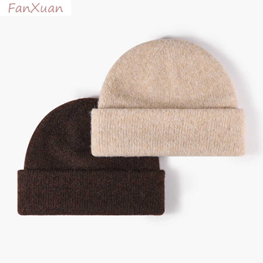 

women beanies autumn winter hats knitted solid color winter cap unisex