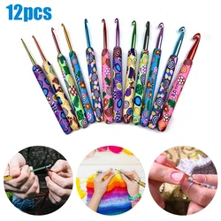 12pcs Colorful Ceramic Handle Alumina Crochet Hooks Knitting Needles Set Sewing Crochet for Weave Sewing Needles Handmade Tool
