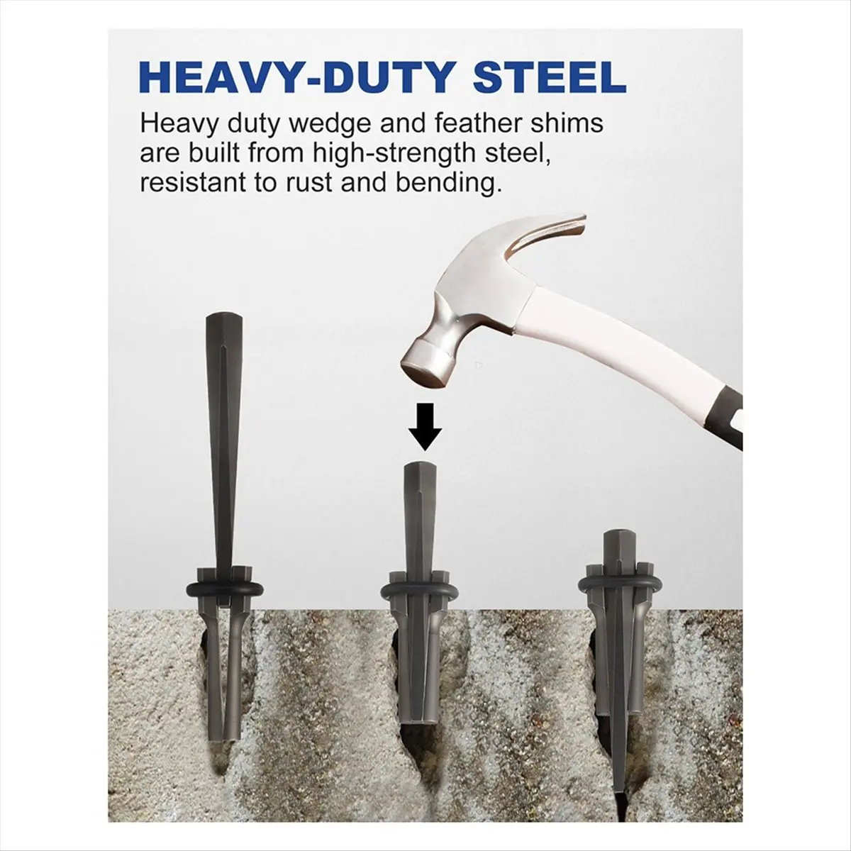 

Stone Splitter Tools - 5/8" Wedge and Feathers Shims Set for , Concrete, Marble 10 Pack