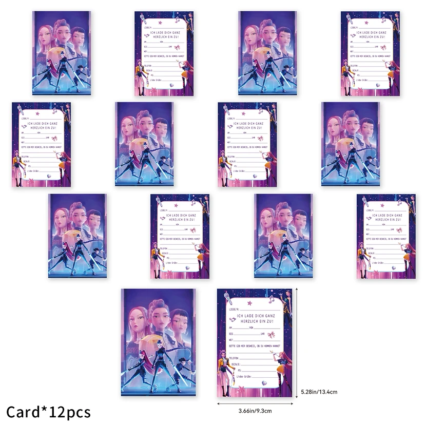 

Горячая K-Pop, тема охотника на демонов, фигурки Руми Зои Миры, пригласительная открытка, мини-приветствие, односторонняя форма, подарок на день рождения