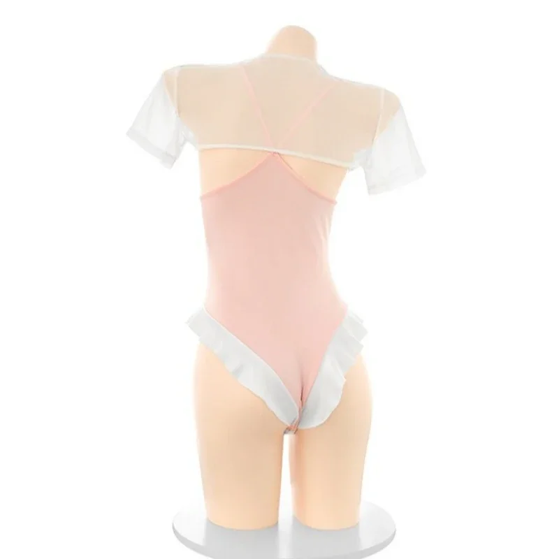 Anime Japanese School Student Uniform Sweet Sailor Bodysuit Swimsuit Outfit Cosplay Costume Cute Pink Bunny Suit Underwear
