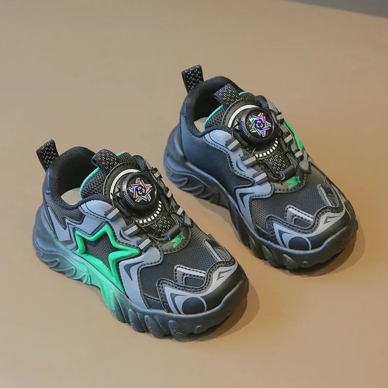 

Spring Autumn Children Swivel Buttons Sneakers Girls Stars Low Top Casual Boys Gradient Dad Shoes Thick Soft Soled Shoes Neutral