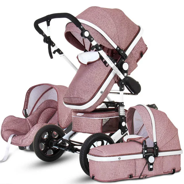 NEW High Landscape Luxury Infant 3 In 1 Stroller Baby Stroller Carriage Basket Four Wheels Stroller Baby Safe Seat