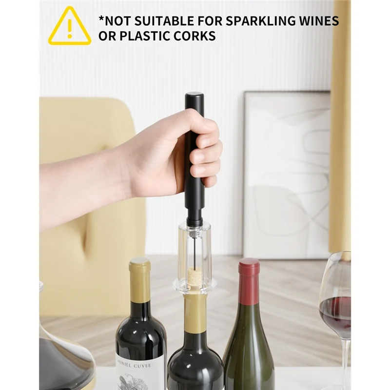 ABBK-مجموعة فتاحة زجاجات النبيذ مع مضخة هواء 4 في 1، قاطع رقائق معدنية، لمدفق النبيذ، سدادة مفرغة وقاعدة تخزين لمحبي النبيذ #5